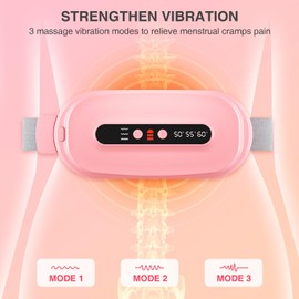 ERROWIN Portable Heating Pad, Cordless Heating Pad for Period Cramps with 3 Heat Levels and 3 Massage Modes, Electric Fast Heating Waist Back Belt for Women Girls and Her (Pink)