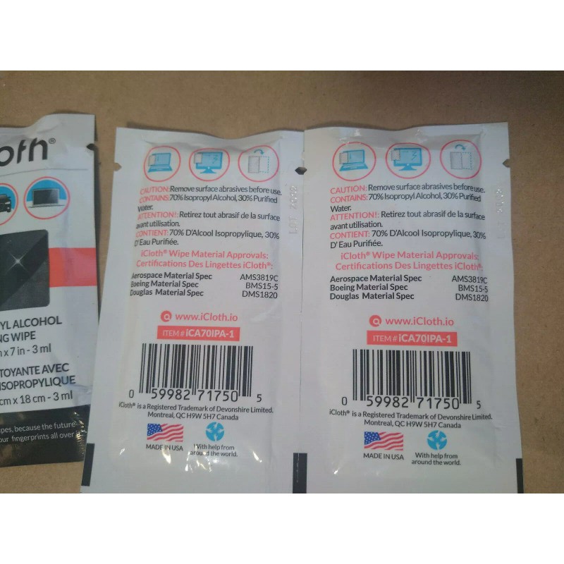 iCloth Wipes for Touchscreen and Computer Cleaning,Lot of 30 WIPES