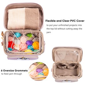 MYBAGZING Crochet Bag Organizer - Yarn Bags for Crocheting - Crochet Storage Bag with Pockets for Crochet Hooks, Crochet Accessories - Yarn Organizers - Yarn Holders for Crocheting - Knitting Bags