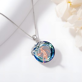 KoyeKei Basketball Necklace Gifts for Women 925 Sterling Silver Basketball Crystal Pendant Tree of Life Jewelry Sport Gift for Daughter