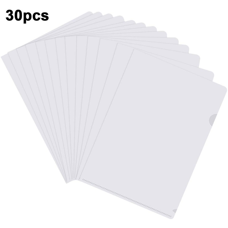 Pack of 30 A4 Transparent Wallets, Document Wallets, Plastic Document