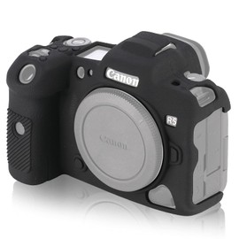 STSEETOP Camera Case for Canon R5 - Silicone Protective DSLR Skin Cover, Detachable Cage, Shockproof, Dustproof (Black)