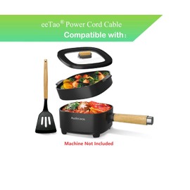 eeTao 3-Prong 110 V- 240 V AC Power Cord Charging Cable Compatible with Audecook WD-1020B WD1020B 2L Electric Hot Pot 800W Portable Travel Cooker Power Supply