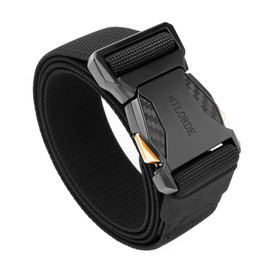 MILORDE Men's Tactical Belt,Stretch Nylon Web,Hiking Rigger Military Work-Quick Release (44"-46" Black,130)
