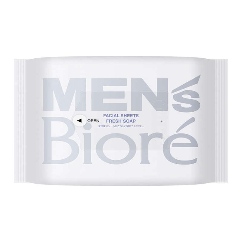 Men's Biore Facial Cleansing Sheet, Clean Soap Scent, Portable, Pack