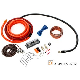 Alphasonik AAK0G Premium 0-Gauge Complete Car Amplifier Installation Kit Hyper-Flex Power, Ground, Speaker Wire RCA Cable - Exceeds AWG (American Wire Gauge) Standard Element Certified Amp Install Kit