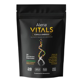 Aleria® Vitals | Suplemento Multivitamínico en Polvo 32 Nutrientes | 140 g (28 porciones) | Colágeno Hidrolizado + Antioxidantes + Prebióticos + Adapt
