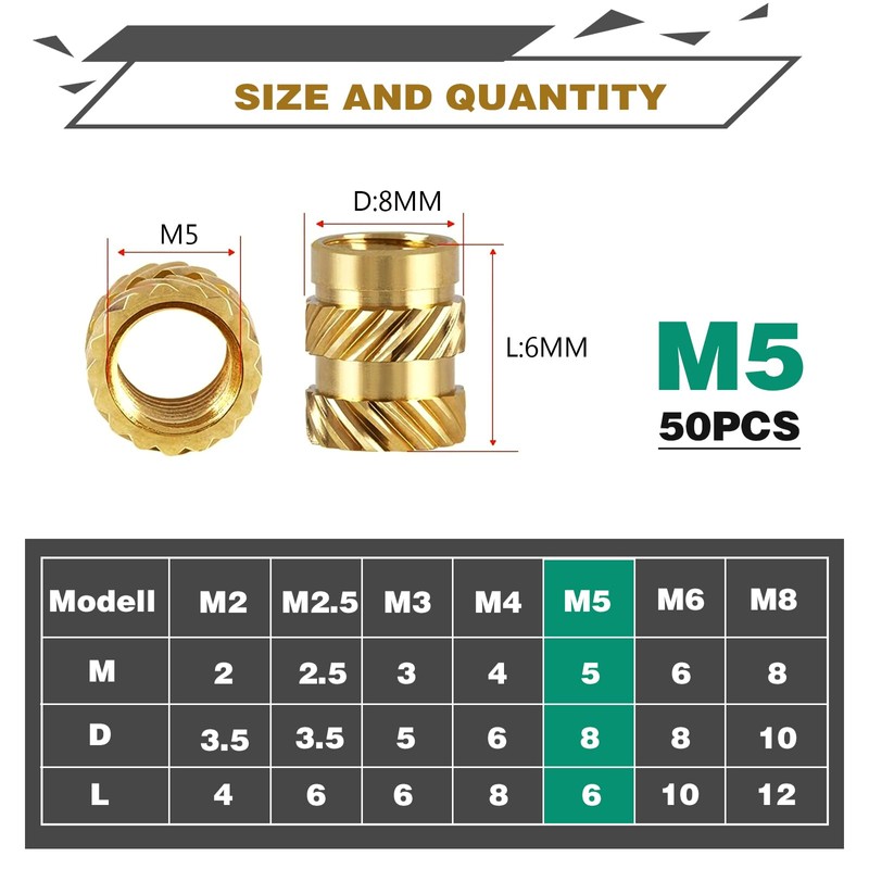 Threaded Insert, Press-in Nuts, Brass Embedding Nuts, Knurled Nuts, Threaded