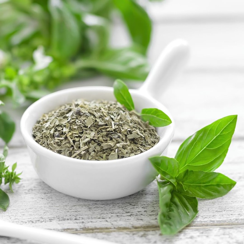 Basil grated (500g, 1.1lb), basil gently dried, 100% pure and