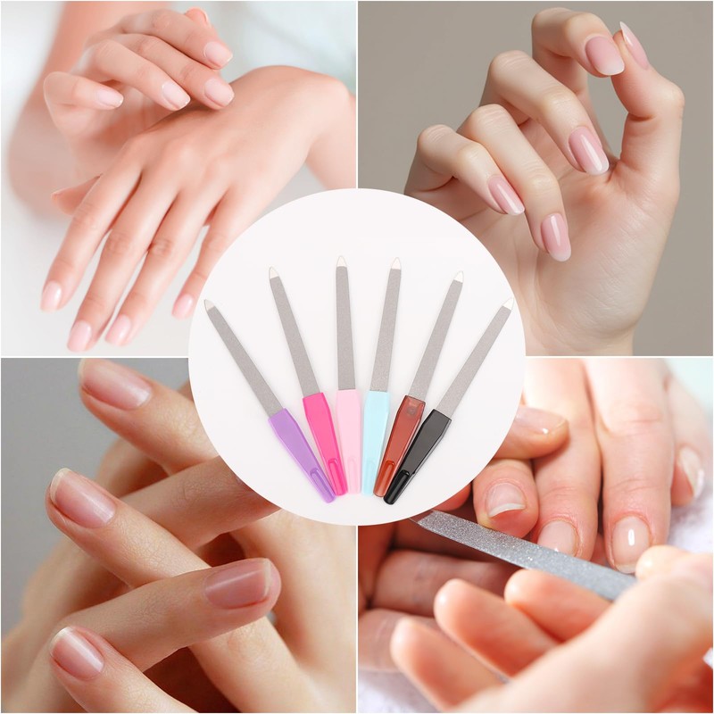 12 Pack Multicolor Metal Nail Files Set - Durable Fingernail
