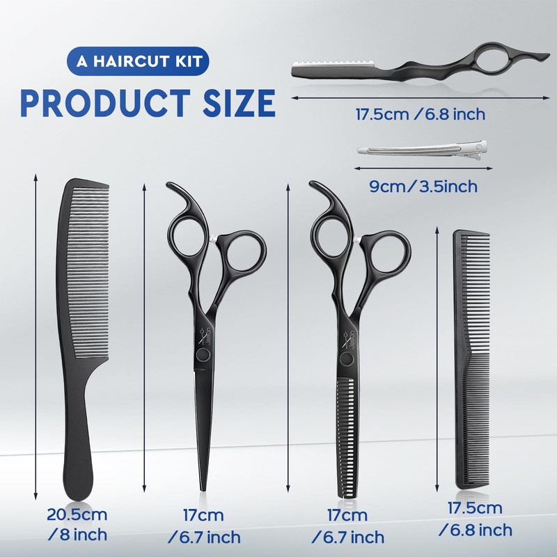 JASON Hair Cutting Scissors Set - Professional 10 PCS Haircut