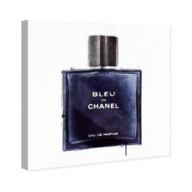 The Oliver Gal Artist Co. Fashion and Glam Wall Art Canvas Prints 'Men Monsieur Bleu' Perfumes Home Décor, 16" x 16", Blue, White