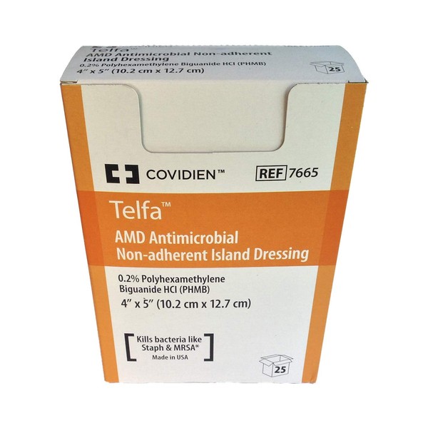 Telfa 7665 AMD Antimicrobial Non-Adherent Island Dressing, Box of 25