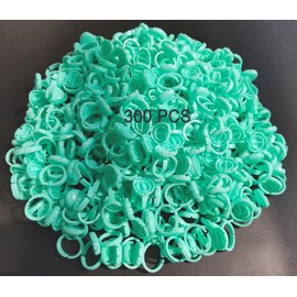 Glue Rings for Eyelash Extension, 300 PCS Glue Rings Lash Extension Supplies Lash Rings for Glue, Disposable Glue Cups Eyelash Glue Holder Lash Extension Glue Rings, Lash Fan Blossom Glue Cups, Green