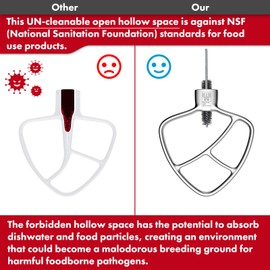 Flat Beater Replacement for KitchenAid 4.5-5 Qt. Tilt-Head Stand Mixers/Polished 18/8 Stainless Steel Accessories/No Coating/Dishwasher Safe/Compatible for K45B/K5THCB/K5THBS