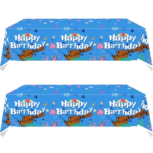 HJFZLY 2Pcs Blue Cartoon Luau Birthday Tablecloth and Animation Table