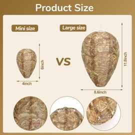DECYOOL Mini Size Paper Wasp Nest Decoy Hanging Fake Wasp Nest for Wasps Hornets Yellow Jackets (4, Brown)
