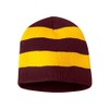 Sportsman SP01 Men's Rugby Striped Knit Beanie Maroon/Gold One Size