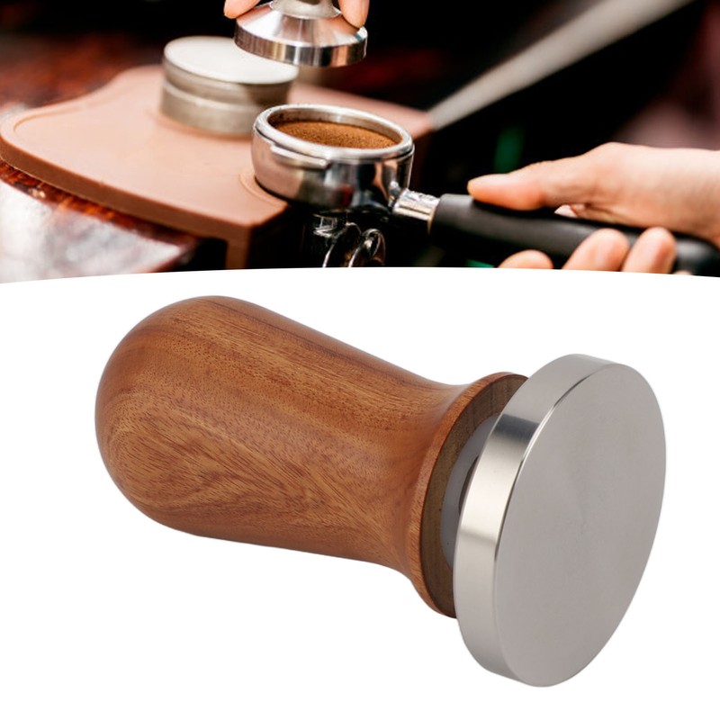 Coffee Leveler Tool Flat Base Wooden Handle 304 Stainless Steel