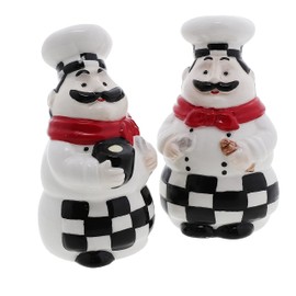 Chef Salt and Pepper Shakers Set Ceramic Kitchen Décor - Full Chef
