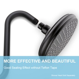 OFFO Shower Head Extension Arm 8 Inch, Matte Black S Shaped Shower Arm with Flange High Rise Goose Neck Shower Arm Extension