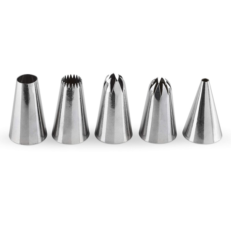 Zyliss E980215 Spritzbeutel Set, Baumwolle/Edelstahl, Pfeifen-Zuckerguss/Kuchendekoration/Zuckerguss/Gebäckfüllung, Wiederverwendbare Baumwollbeutel, Inklusive 5