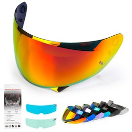 XINGWU Motorcycle Helmet Visor Replacement for HJ-34P Tinted C10 Helmet Visor with Anti-fog Rainproof Film UV Protection HJ-34P Face Shield (Red)