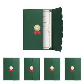 HKSICHENGKEJIUK 5Pcs A4 Certificate Award Diploma Cover Tri-Fold Paper Certificate Holder Cover Protector for Graduation Invitation Recognition Certificates Documents File Contract (Green)