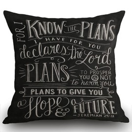 Smooffly Vintage Bible Verse Scripture Quotes Psalms Sayings Cushion Cover 45x45 cm,Christian Bible Verse Jeremiah 29:11 God Hope Future Faith Throw Pillow Cover Pillow Case for Sofa 18x18 inches