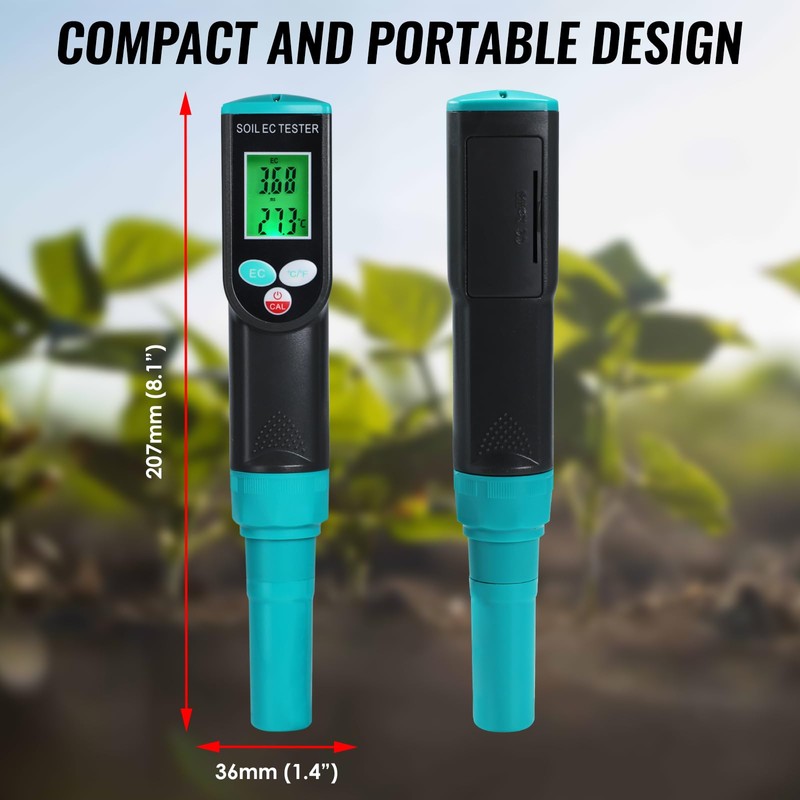 Digital Soil Meter with Corde Sensor, 2-in-1 Soil EC &