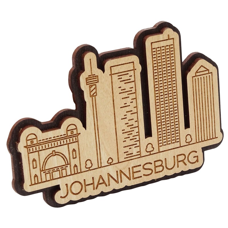 Printtoo Custom Souvenir Engraved Wooden Johannesburg Africa City Fridge Magnet