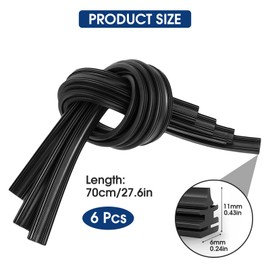 Pack of 6 Universal Cut to Size Wiper Rubber, Windscreen Wiper Rubber, 700 mm Windscreen Wiper Rubber Replacement, Compatible with All Wiper Blades Windscreen Wipers