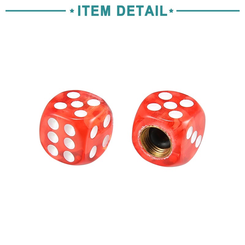 ACROPIX Universal Red Dice Wheel Tire Valve Air Stem Cap
