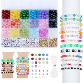 XIANNVXI Glass Beads Kit for Friendship Bracelet Glass Kandi Letter Beads Kit for Jewelry Making DIY Crafts
