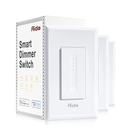 AIDA Smart Dimmer Light Switch, Single Pole Dimmer Switch Works with Alexa and Google Assistant, 2.4GHz WiFi Switch for LED, CFL, Incandescent Bulbs, Need Neutral Wire, No Hub Required, White, 3 Pack