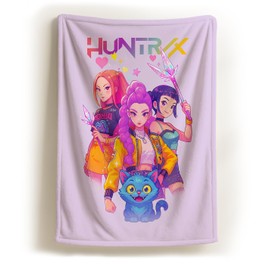 Demon Pop Hunters Movie Blanket, Demon Tiger Cat Fleece, Korean Pop Music Idol Inspired Blanket, Korean Fantasy Animation Film Graphic (Blanket)