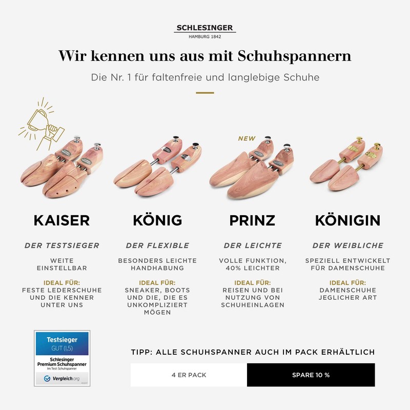 Schlesinger - Premium Schuhspanner aus edlem Zedernholz für Herrenschuhe. Modell