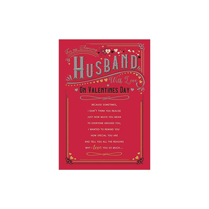 Piccadilly Greetings Classic Valentines Card Husband - 10 x 7