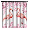 XHGMGS Pink Flamingo Shower Curtains for Bathroom Grey Leaf Pink