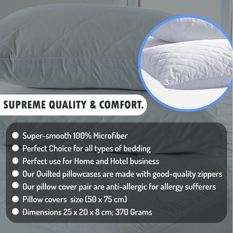 MK Home Textile Luxury Waterproof Quilted Pillow Protectors Pillowcases 100%