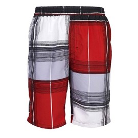 Mareno® Men's Swimming Trunks, Black Check - red, size: m