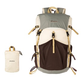 BISINNA Backpack, 10.6 oz (310 g), Ultra Lightweight, Foldable, Mountaineering Backpack, 6.3 gal (22 L) + 2.8 gal (8 L) Outdoors, Camping, Large Capacity, Water Repellent, Durable, Multi-functional