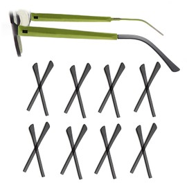 Puntas de extremo de gafas,silicona antideslizantes para orejas, fundas de tubo,almohadillas de repuesto cómodas para patas de metal fino 8 pares,Negro