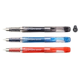 Platinum Fountain Pen, Preppy 02 Fountain Pen, Black, Blue, Red, 3 Color Set, Extra Fine