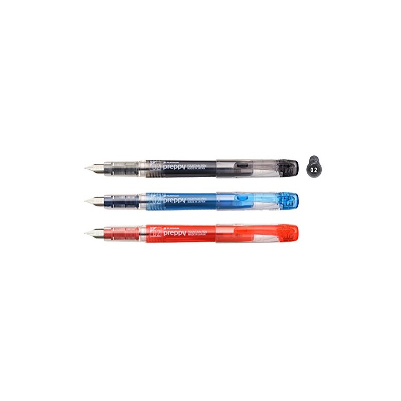 Platinum Fountain Pen, Preppy 02 Fountain Pen, Black, Blue, Red,