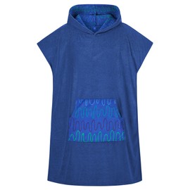 DiaryLook Kids Swimming Changing Robe with Hood, Beach Poncho Towel with Pockets Boys & Girls Quick Dry, Bath Robe Surfing Watersport Rose Navy Strip 10-13 Years