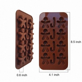 2-Pack Gingerbread Man Chocolate Molds Set - MoldFun Christmas Party Gingerbread Man Silicone Molds for Ice Cubes, Soaps, Candles, Muffins, Cookies, Jello Shots