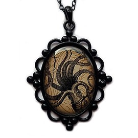 Large Black Framed Octopus Cameo Pendant