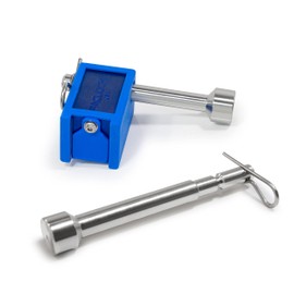 PACLOCK's KT-UCS-80A-125-250 Trailer Hitch Lock Combo, Buy American Act Compliant, Blue Anod. Alum., High Security 6-Pin Cylinder, Keyed Differently, with 1/2" Pin & 5/8" Pin