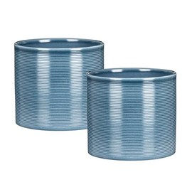 Scheurich Set of 2 Ceramic Flower Pots, Colour: Blue Jeans, 16 cm Diameter, 15 cm High, 2.6 L Vol.